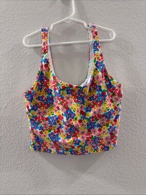 Floral Scoop Neck Crop Tank Top Sports Bra Multicolor